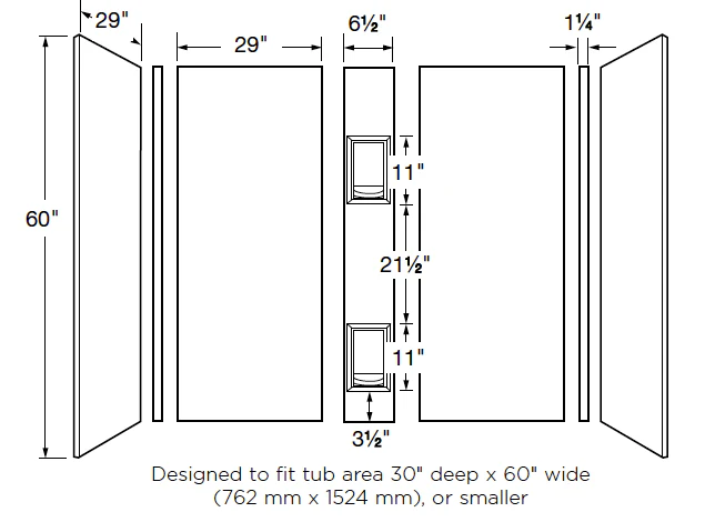 30" x 60" x 60" Swanstone 5 Panel Bathtub Wall Kit With Shelves - Image 3