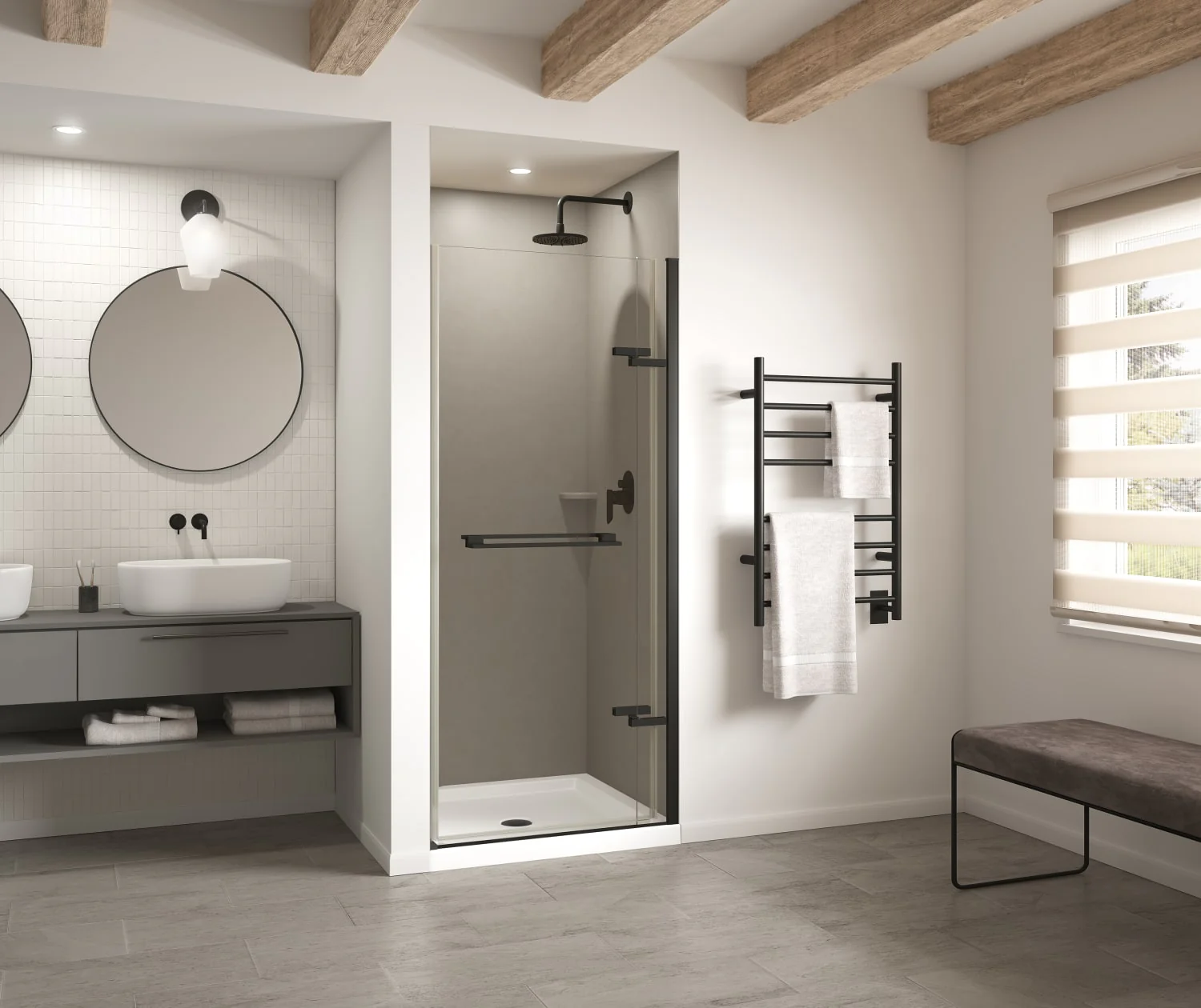 36-In x 62-In x 96-In Swanstone Solid Surface Shower Wall Kit - Image 12