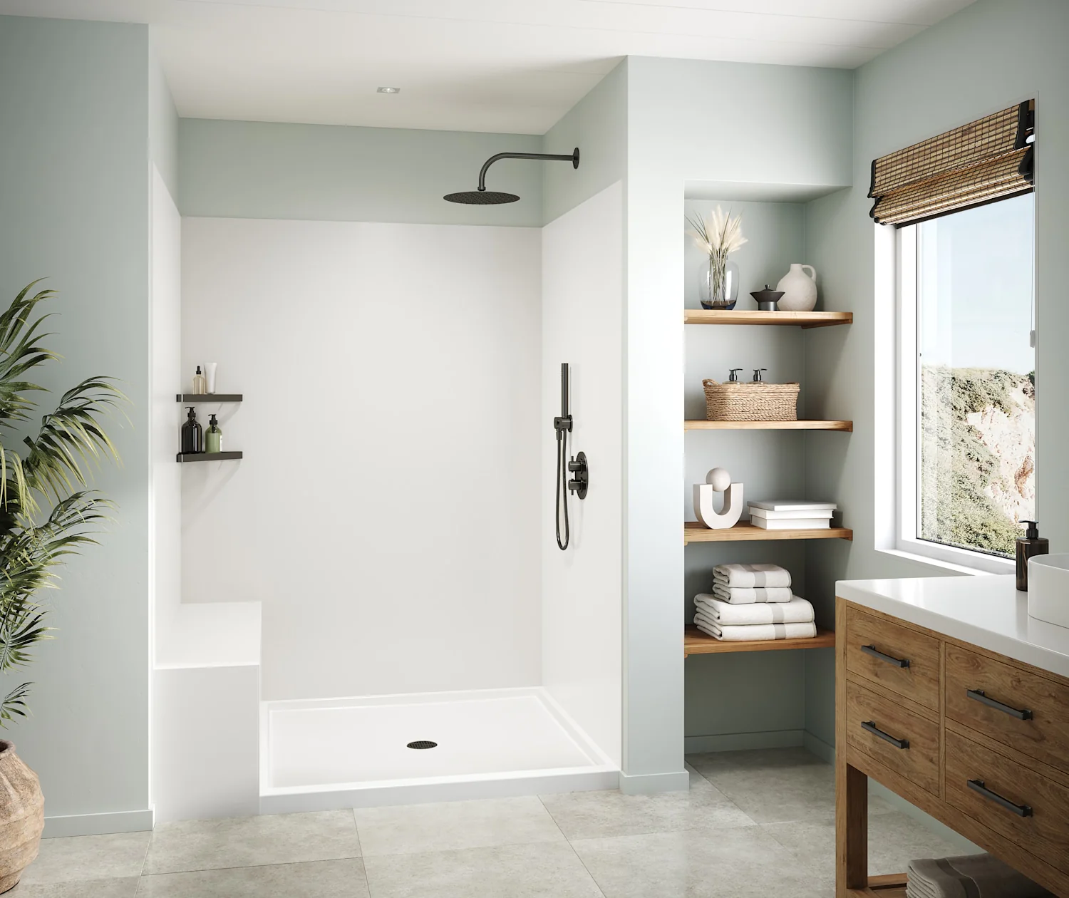 36-In x 62-In x 96-In Swanstone Solid Surface Shower Wall Kit - Image 37