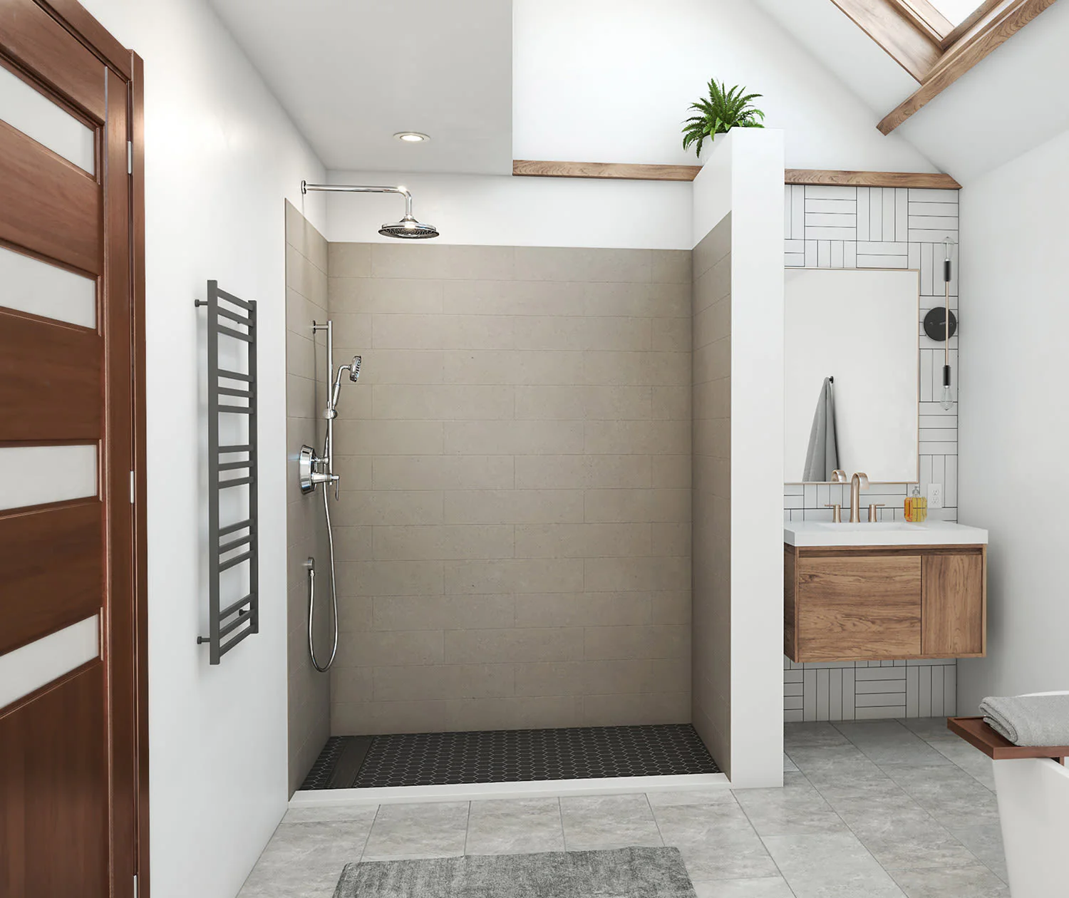 36 x 36 Swanstone Modern Subway Tile Shower Wall Kit - Image 10