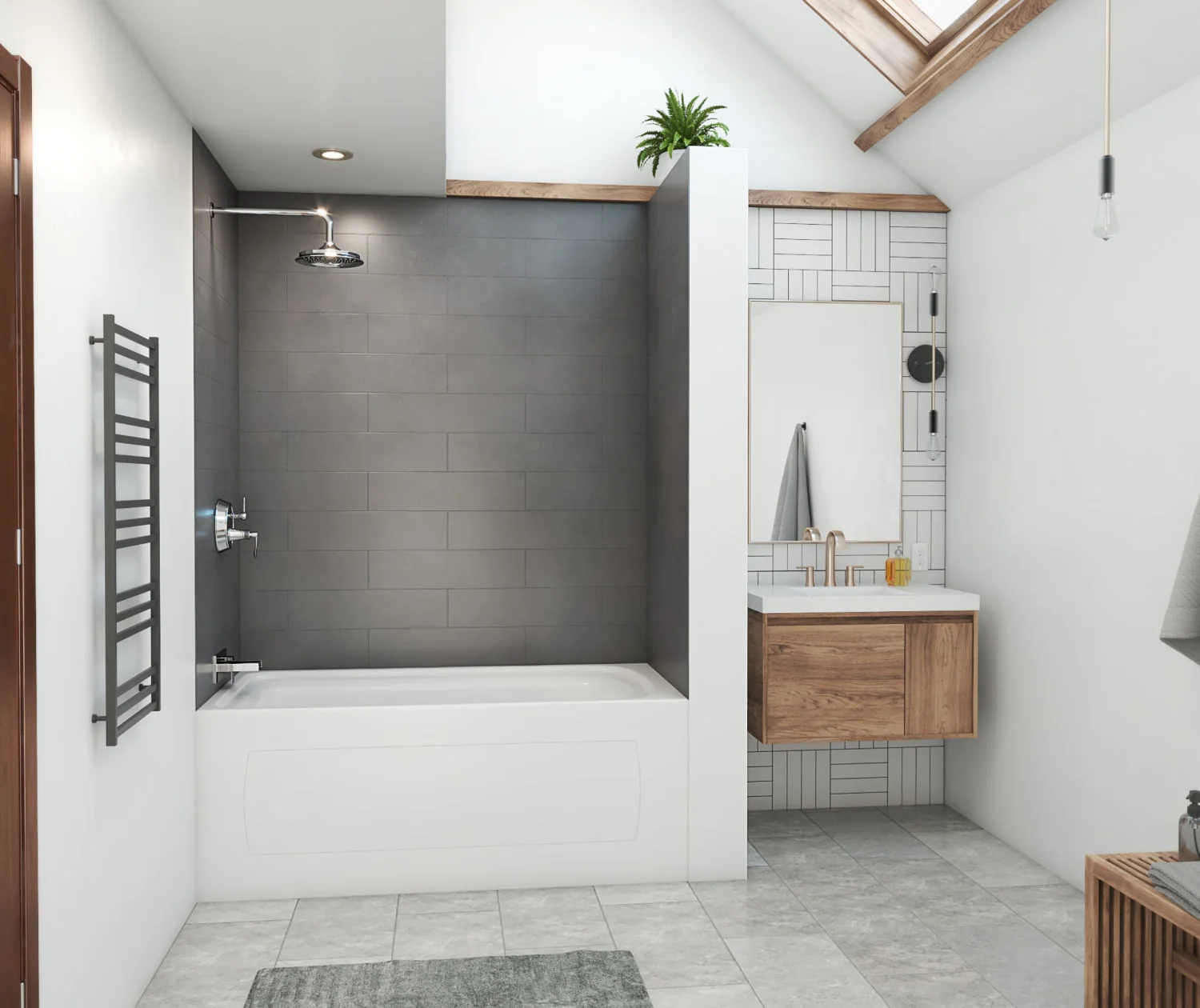 36 x 36 Swanstone Modern Subway Tile Shower Wall Kit - Image 11