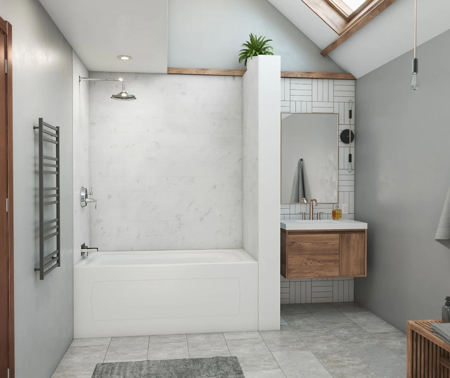 36 x 36 Swanstone Modern Subway Tile Shower Wall Kit - Image 12