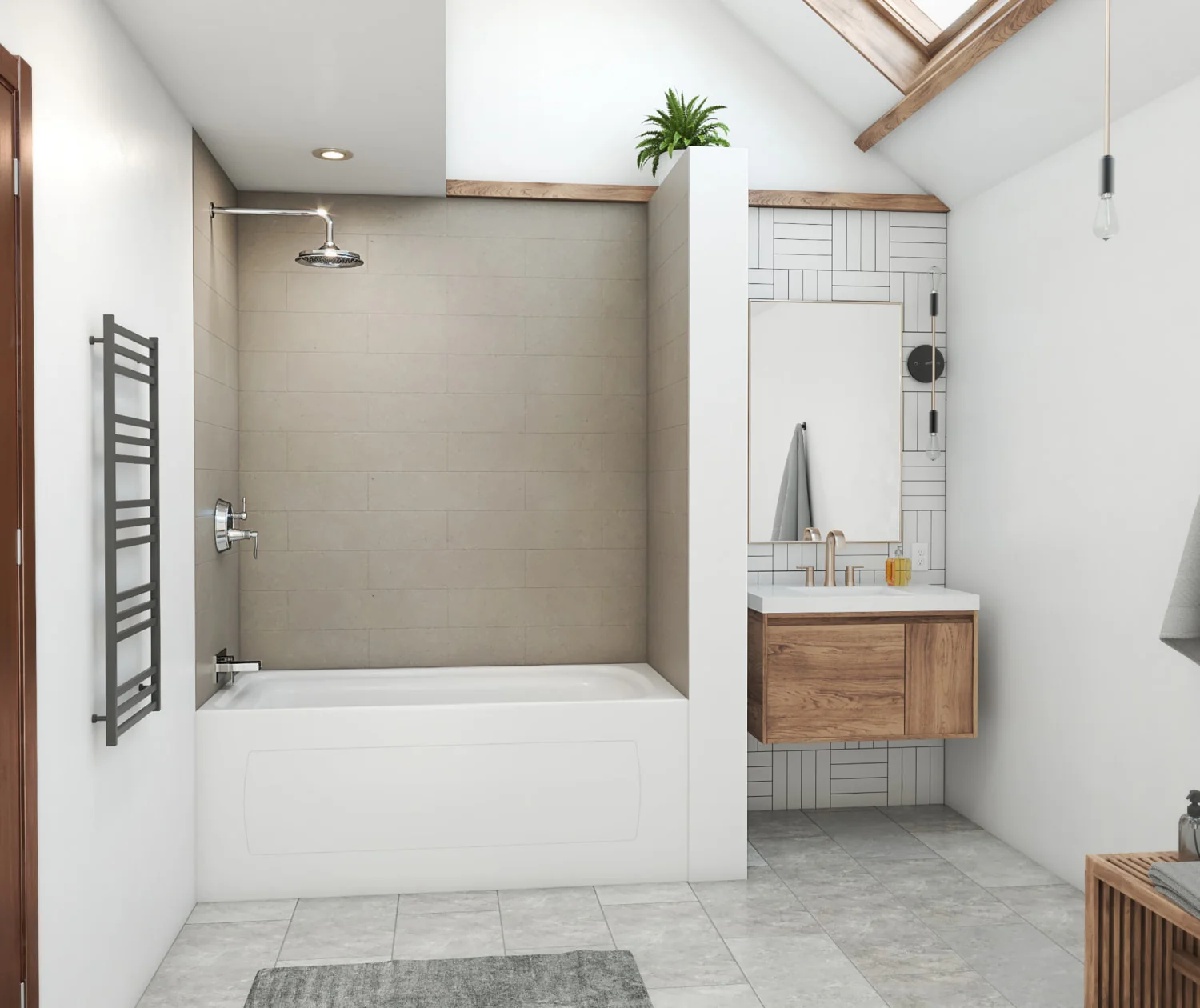 36 x 36 Swanstone Modern Subway Tile Shower Wall Kit - Image 13