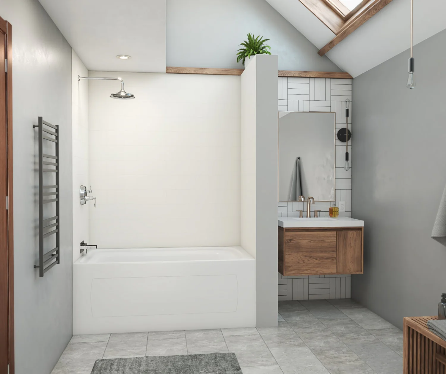 36 x 36 Swanstone Modern Subway Tile Shower Wall Kit - Image 14