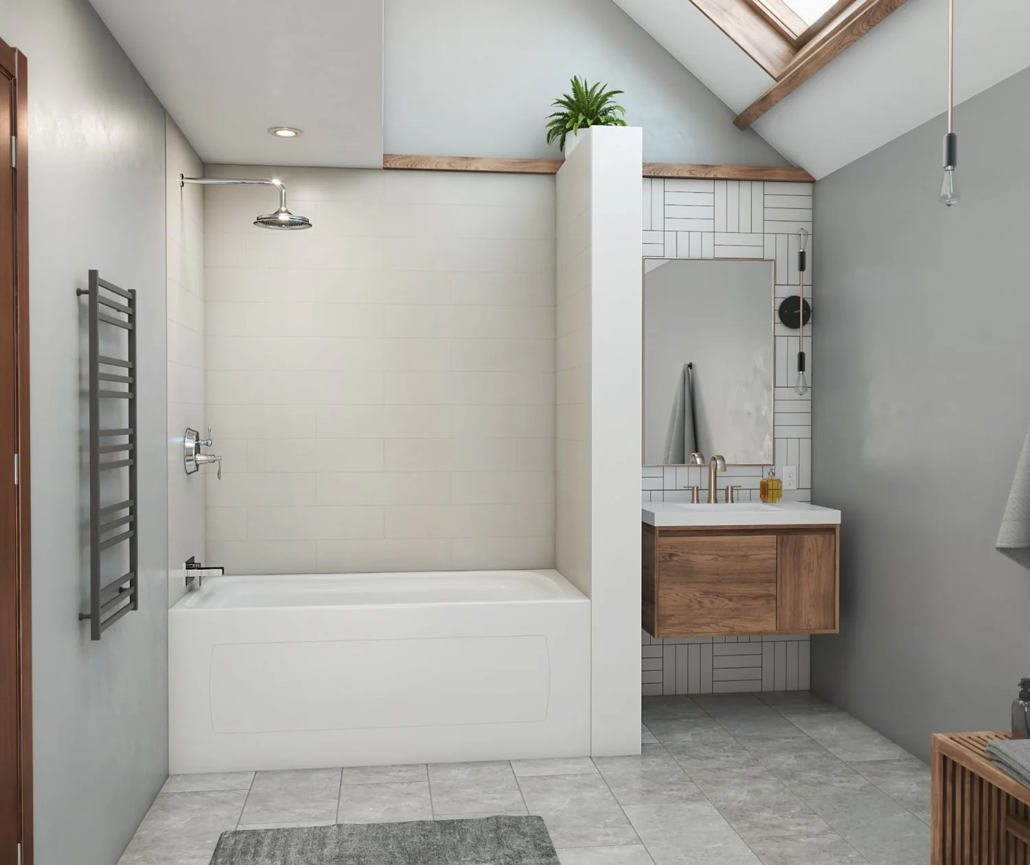 36 x 36 Swanstone Modern Subway Tile Shower Wall Kit - Image 15