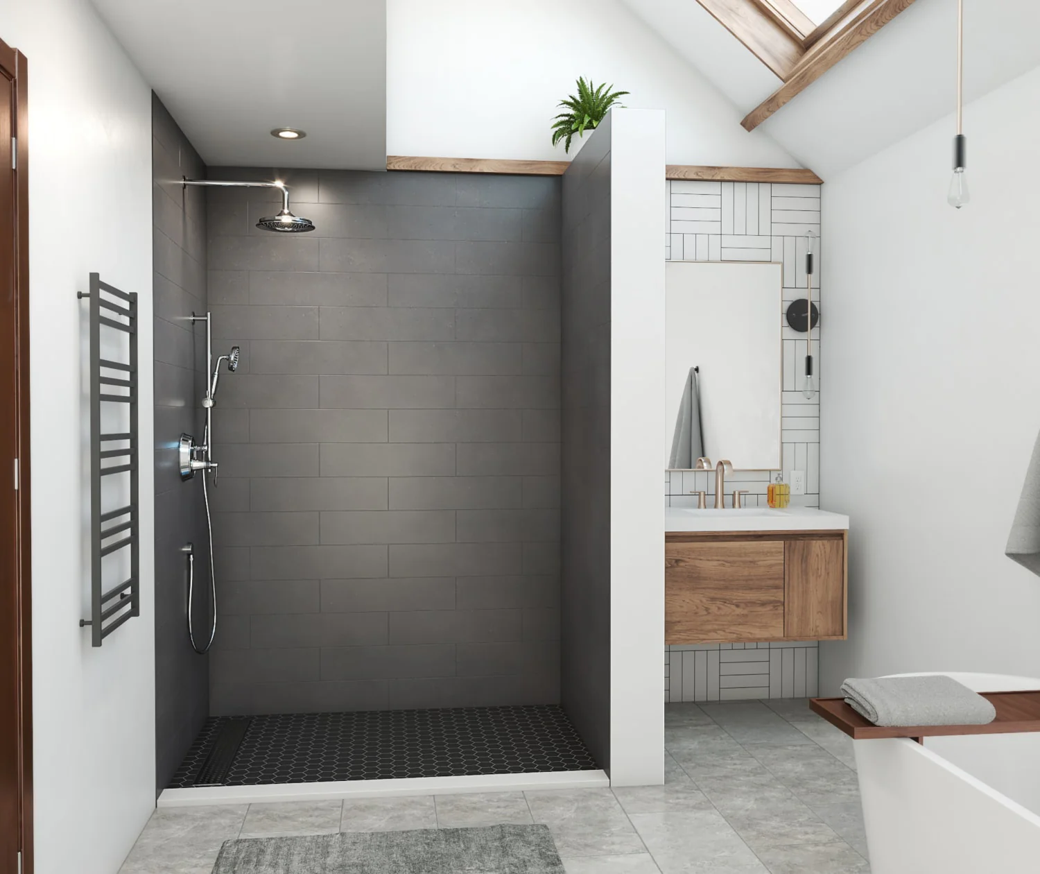 36 x 36 Swanstone Modern Subway Tile Shower Wall Kit - Image 21
