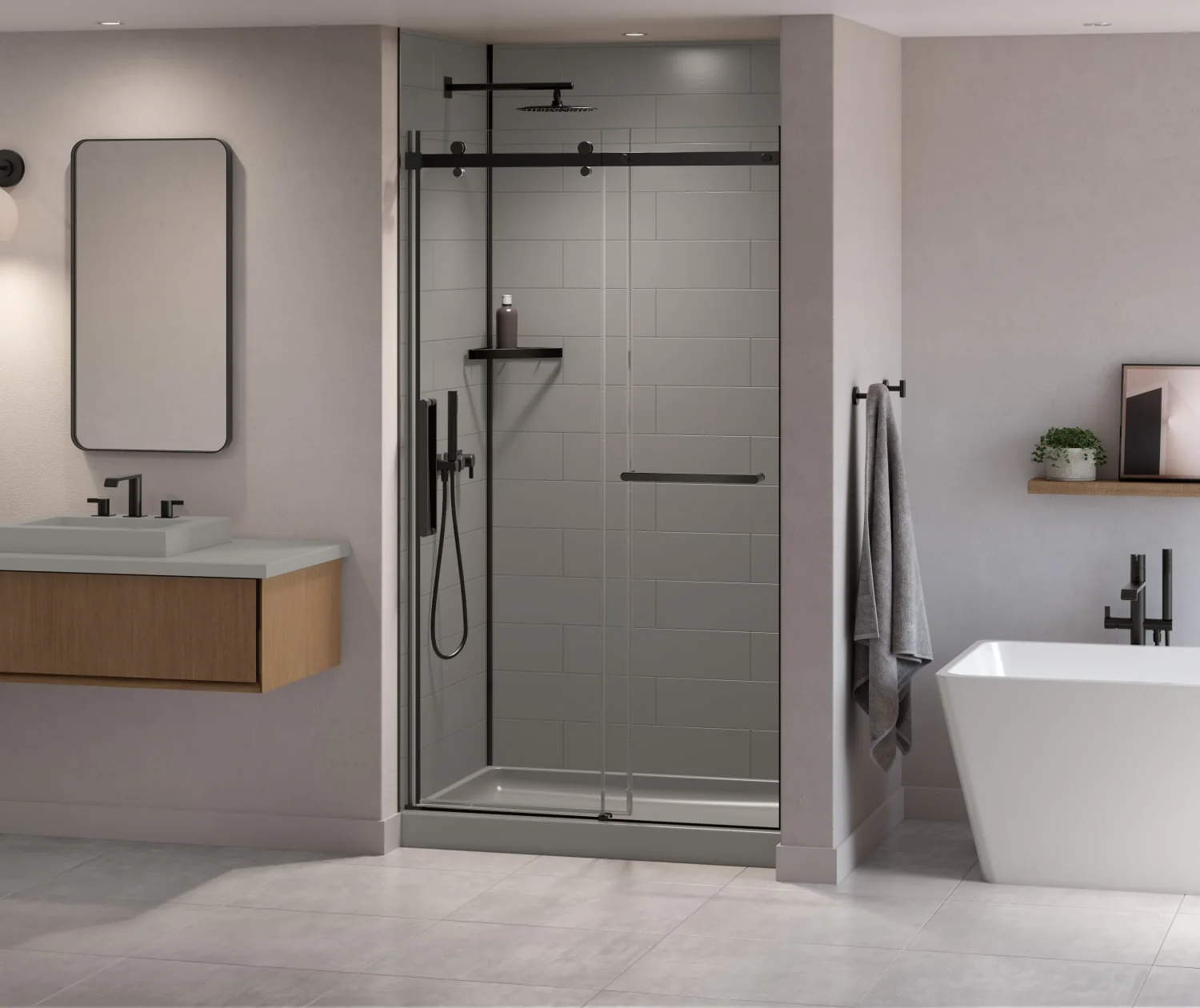 36 x 36 Swanstone Modern Subway Tile Shower Wall Kit - Image 35