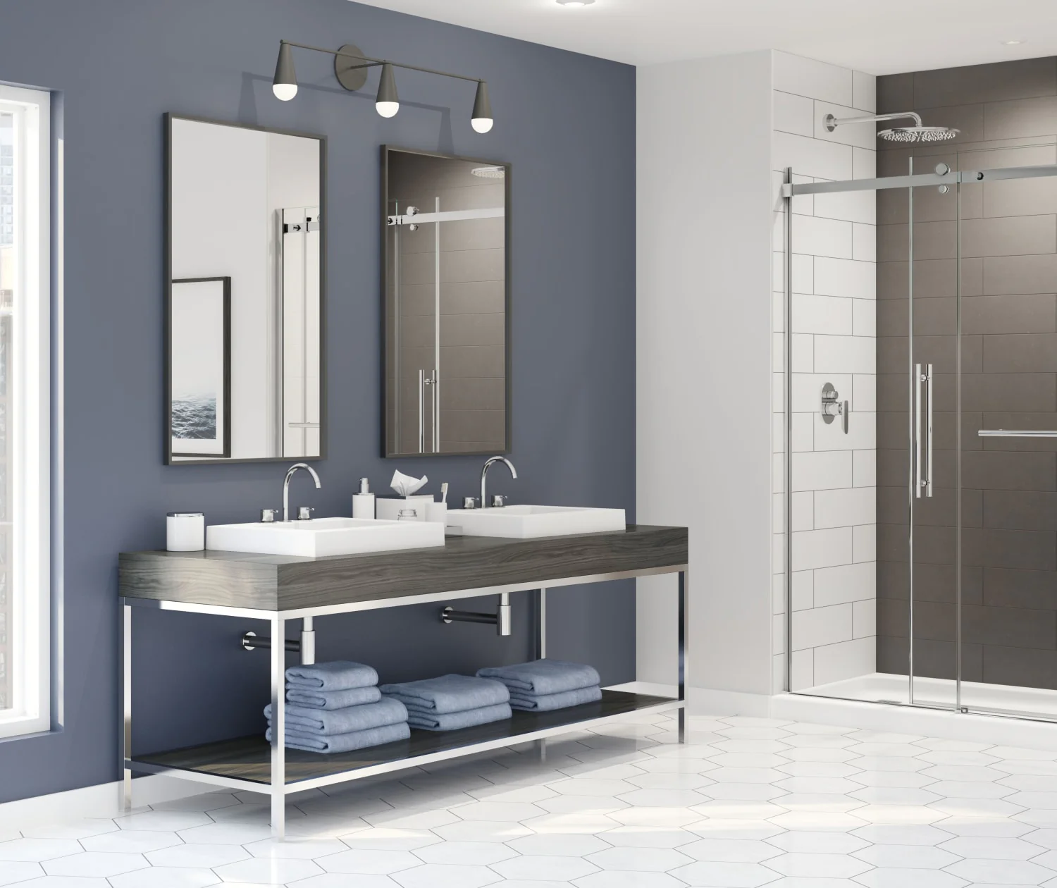 36 x 36 Swanstone Modern Subway Tile Shower Wall Kit - Image 4