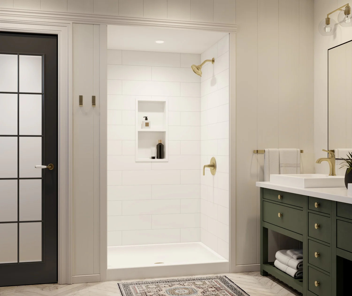 36 x 36 Swanstone Modern Subway Tile Shower Wall Kit - Image 5