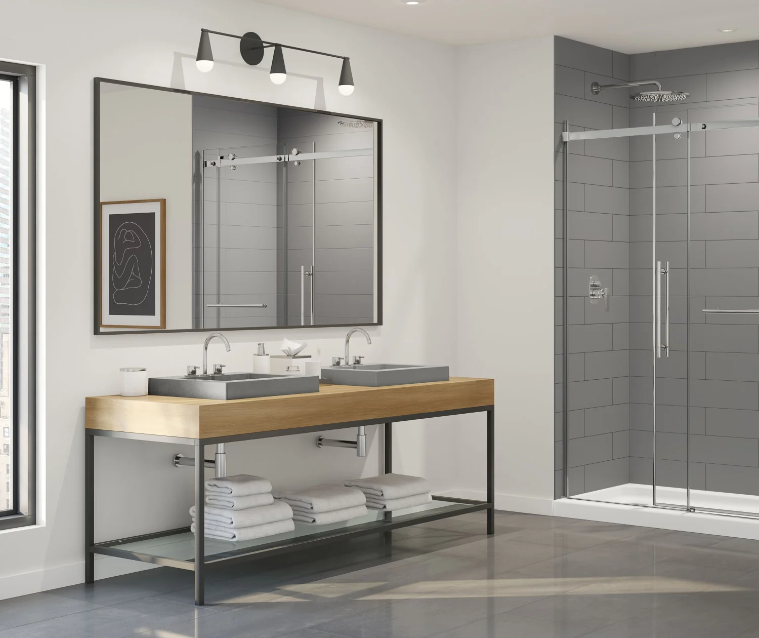 36 x 36 Swanstone Modern Subway Tile Shower Wall Kit - Image 7