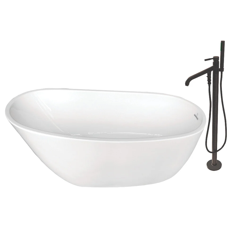 59-Inch Acrylic Single Slipper Freestanding Tub Combo with Faucet - Image 4