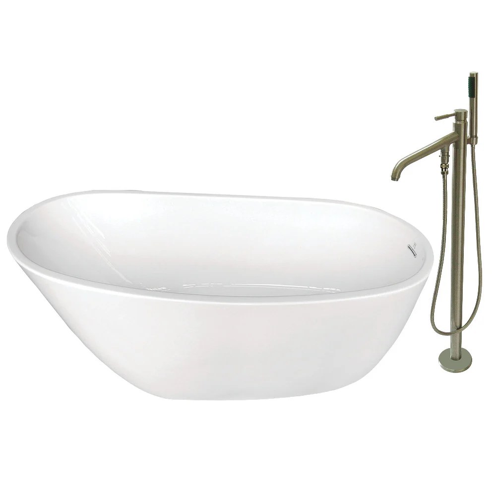 59-Inch Acrylic Single Slipper Freestanding Tub Combo with Faucet - Image 5