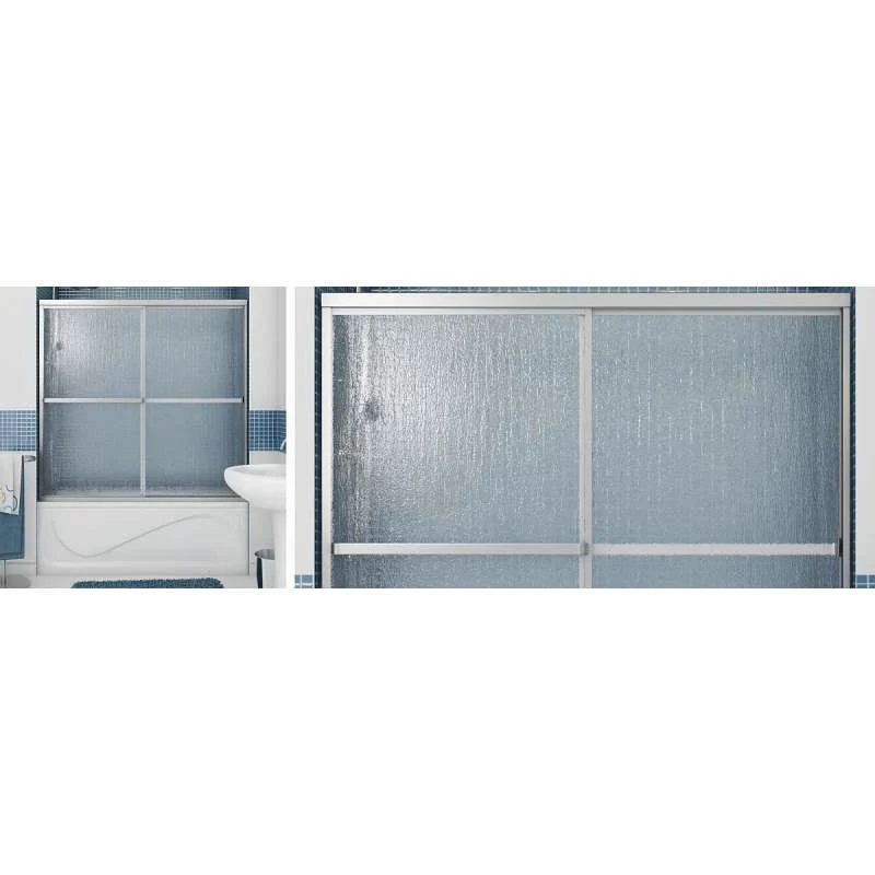 Chrome Framed Slider Tub Door With Raindrop Glass MAAX Polar Tub Door 54-59 1/2 X 57 3/8 - Image 3