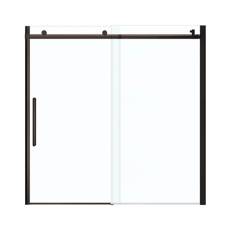 Dark Bronze HALO Frameless Slider Tub Door With Clear Glass By Maax 56.5 To 59in X 59in - Image 3