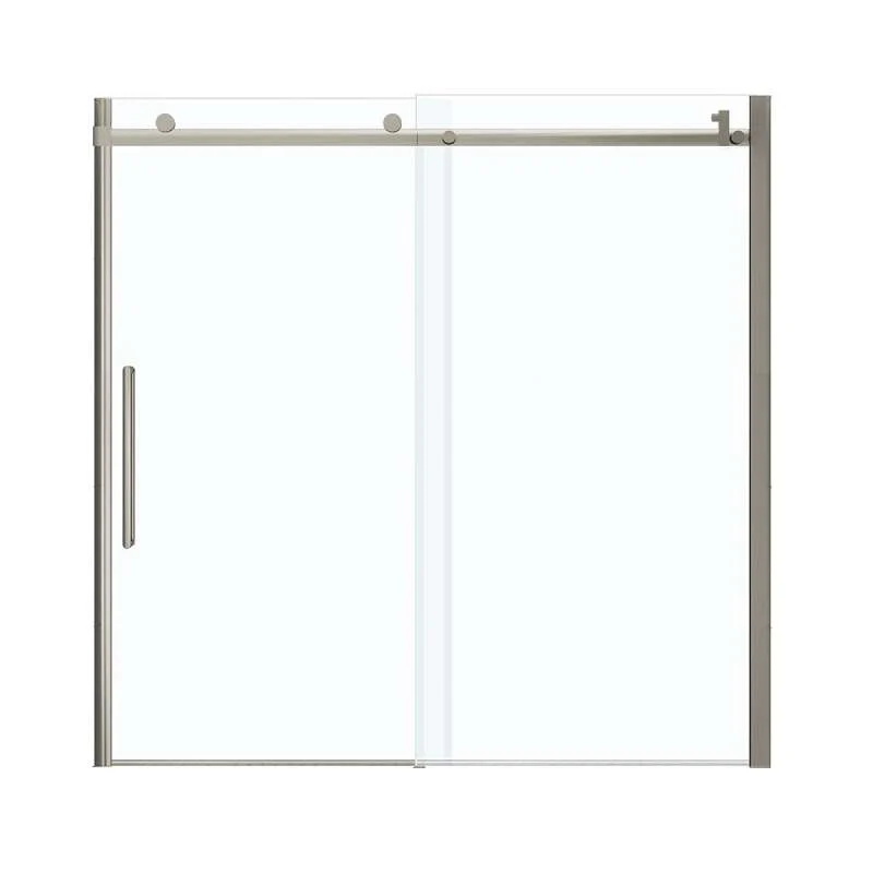 Brushed Nickel HALO Frameless Slider Tub Door With Clear Glass By Maax - Image 3