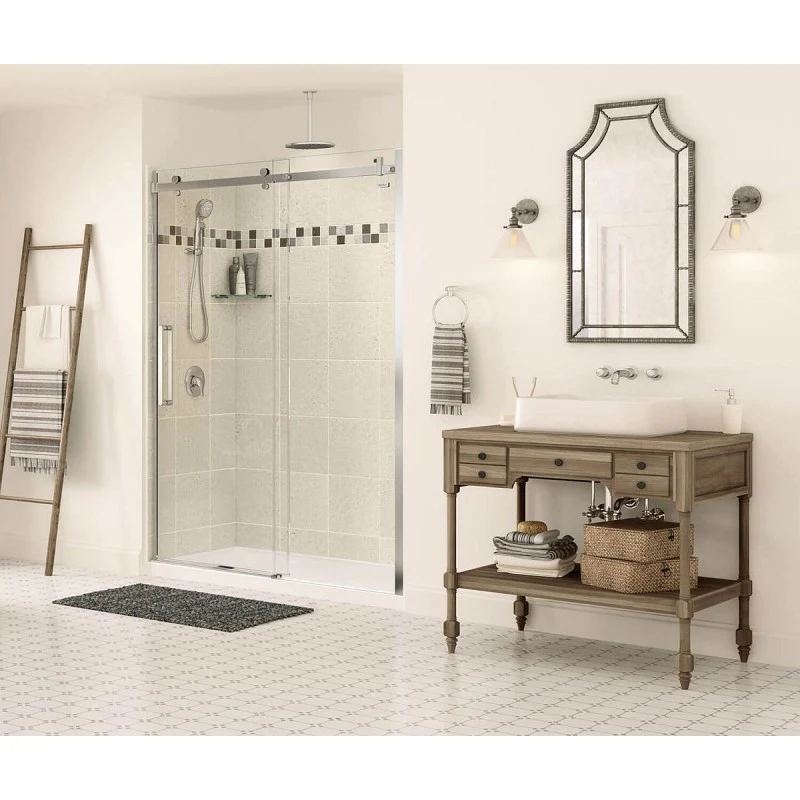 Frameless Slider Alcove Shower Door With Clear Glass Max Halo 56.5 To 59in X 78.75in - Image 3