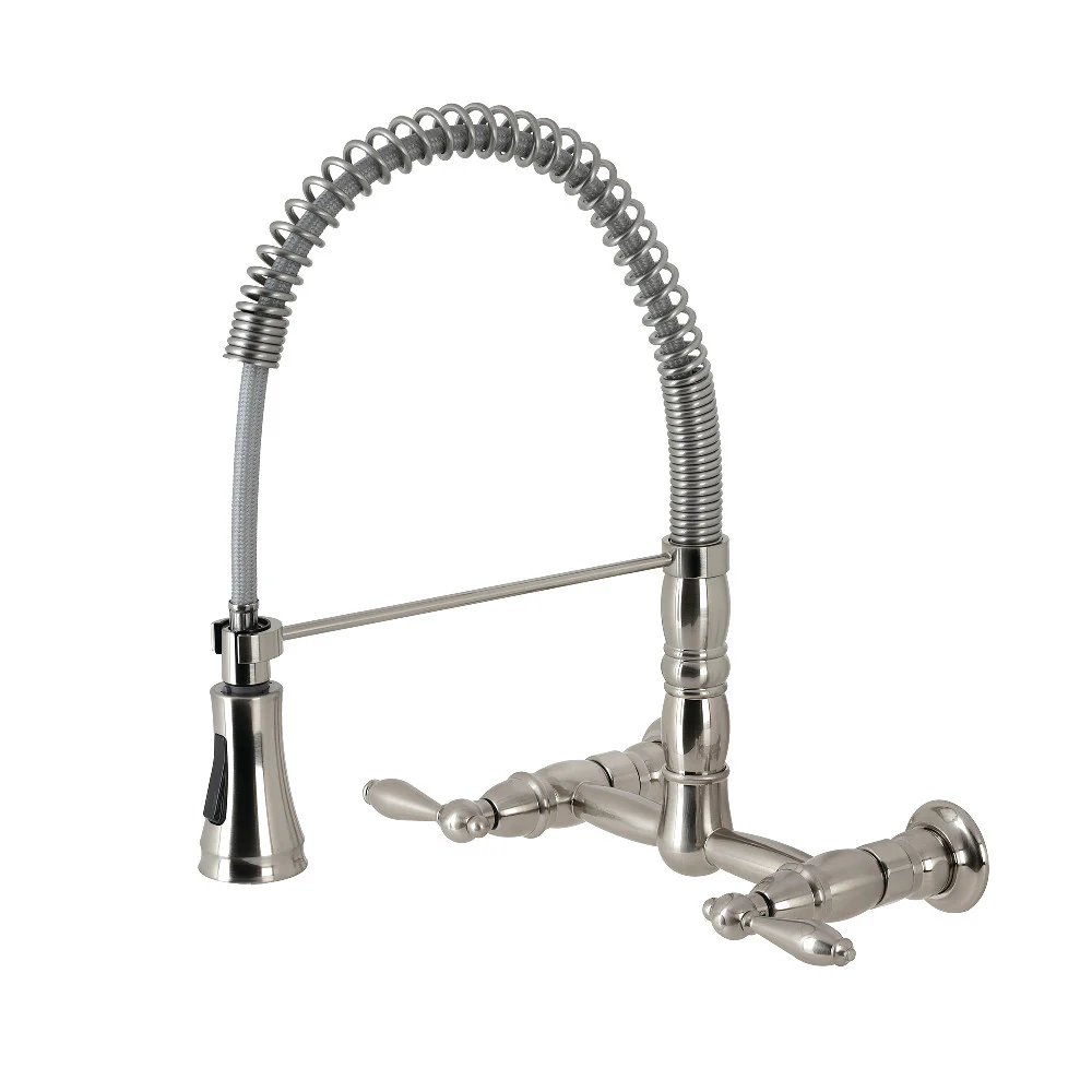 Gourmetier GS1246AL Heritage Two-Handle Wall-Mount Pull-Down Sprayer Kitchen Faucet - Image 3