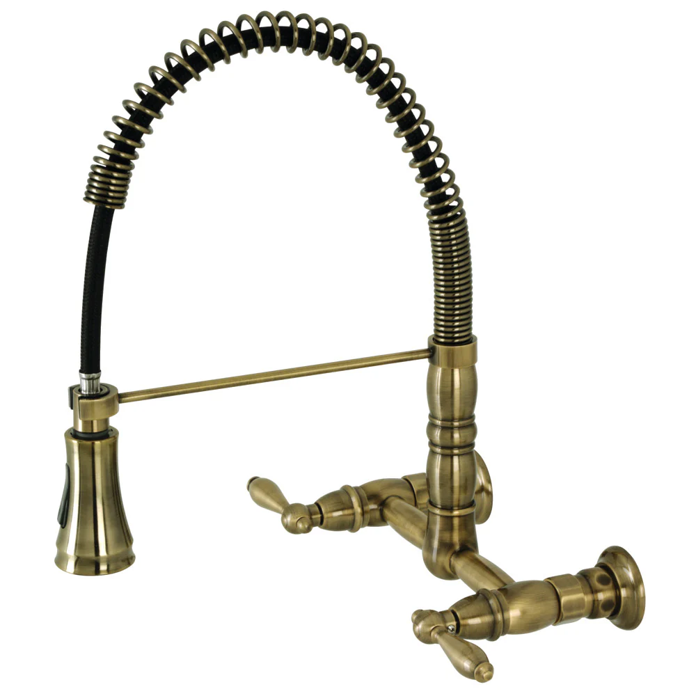 Gourmetier GS1246AL Heritage Two-Handle Wall-Mount Pull-Down Sprayer Kitchen Faucet - Image 4