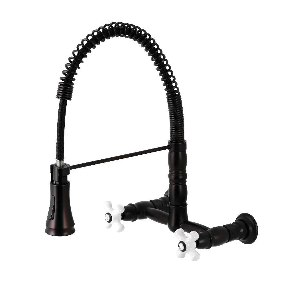 Gourmetier GS1243PX Heritage Two-Handle Wall-Mount Pull-Down Sprayer Kitchen Faucet - Image 3