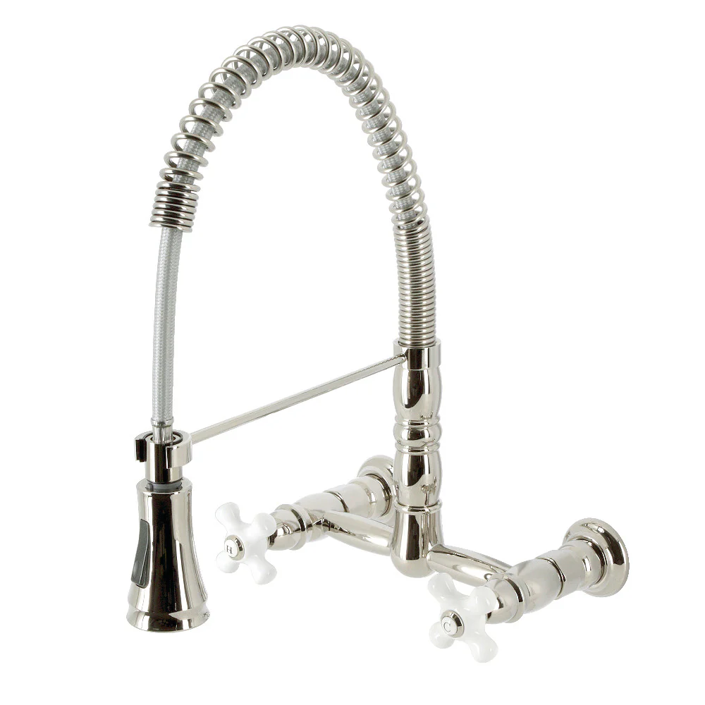 Gourmetier GS1243PX Heritage Two-Handle Wall-Mount Pull-Down Sprayer Kitchen Faucet - Image 5