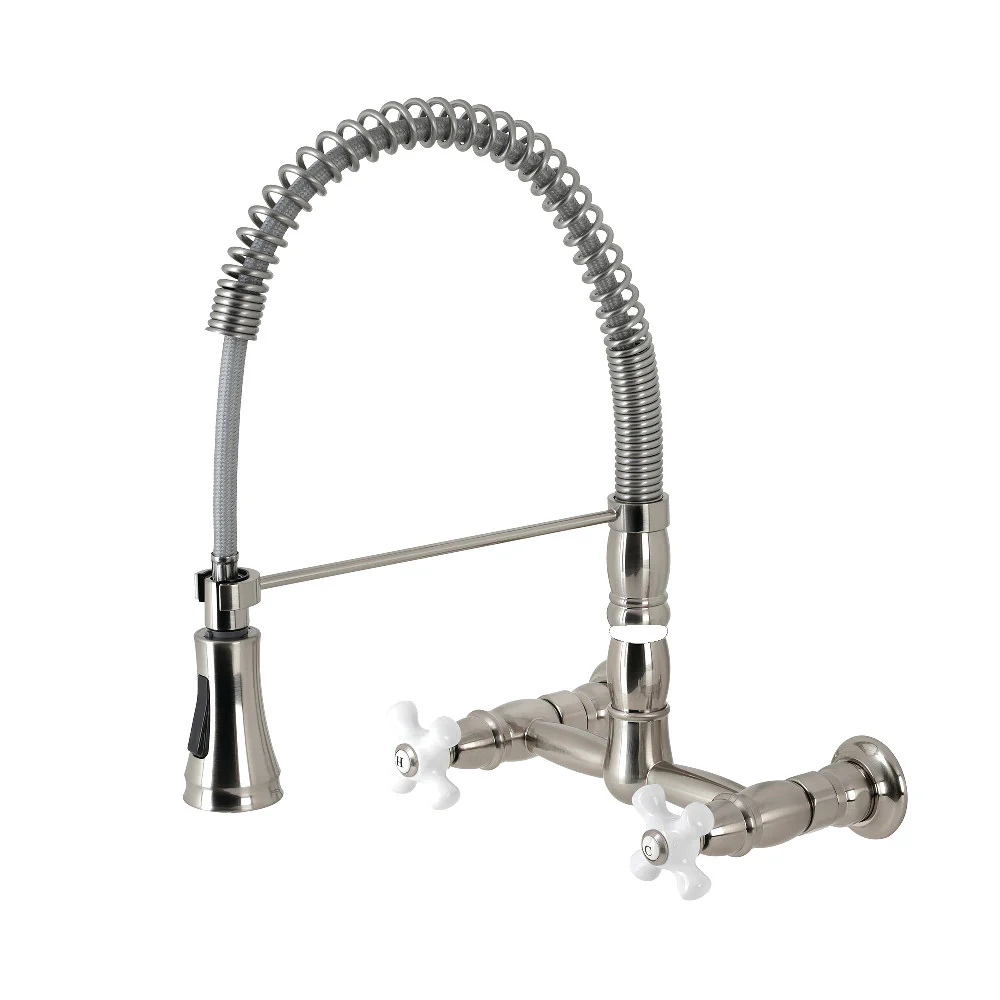Gourmetier GS1243PX Heritage Two-Handle Wall-Mount Pull-Down Sprayer Kitchen Faucet - Image 7